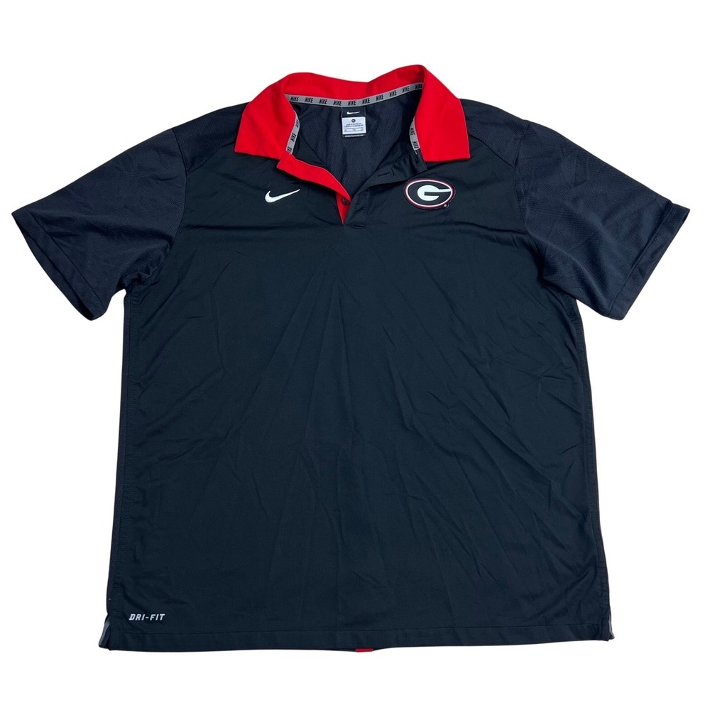 Men's Nike Georgia Bulldogs Dri-FIT Polo Shirt XL Black Red Collegiate Sports